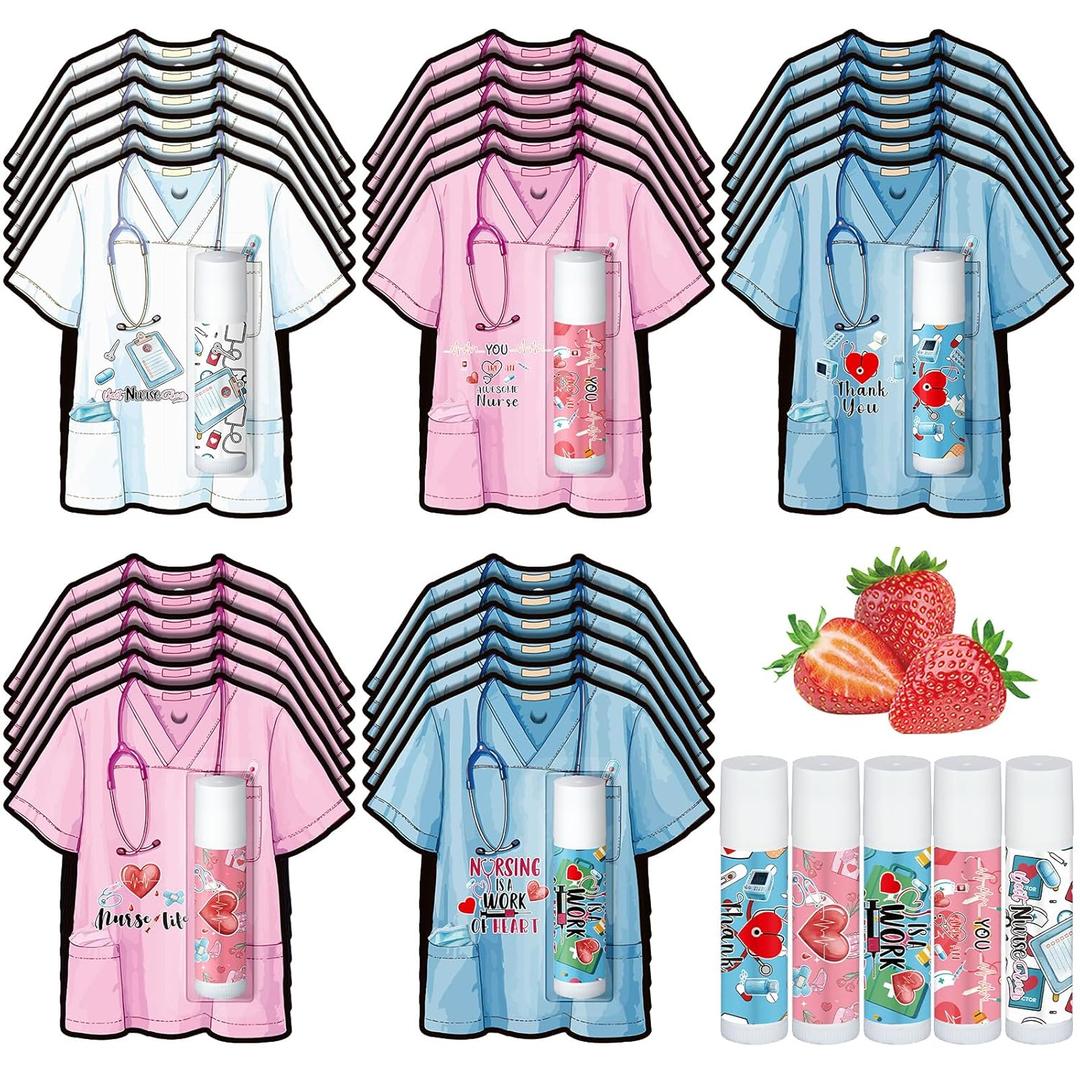 30 Pack Nurses Appreciation Gift Bulk Lip Balm Nurses Week Hospital Staff Team Thank You Gifts Best Nurse Ever Patient Access Week Presents Appreciation Party Favor for Coworker Midwife Women (Lovely)