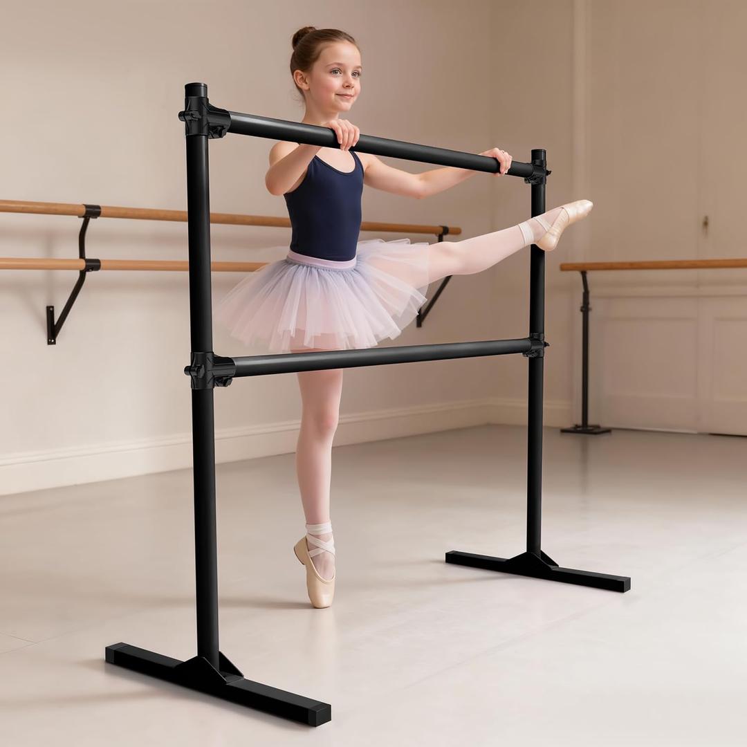 4FT Height Adjustable Ballet Barre, Freestanding Ballet Bar, Heavy Duty Dance Bar Support, Sturdy Construction, Anti-Slip for Kids Adult, Home and Gym use