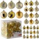 Prextex 36-Pieces Champagne Christmas Ornaments Set - Shatterproof, Festive Christmas Balls Decorations in 3 Sizes and 6 Styles with Hanging Loops for Tree, Wreath, and Dazzling Holiday Party Decor
