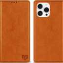 ZZXX for iPhone 16 Pro Max Wallet Case with [RFID Blocking] Card Slot Stand Strong Magnetic Leather Flip Fold Protective Phone Case for iPhone 16 Pro Max Case Wallet(Brown-6.9 inch)