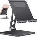 OMOTON Upgraded Adjustable Tablet Stand Holder, Heavy Duty Foldable Portable Monitor Stand, Travel Essentials for iPad Pro/Air/Mini, Surface Pro, 4.7''-15.6', Black