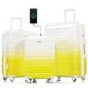 Merax 3 Piece Hardside Luggage Sets Spinner Wheels Suitcase with TSA, Lemon Yellow, 20/ 24/ 28 Inch