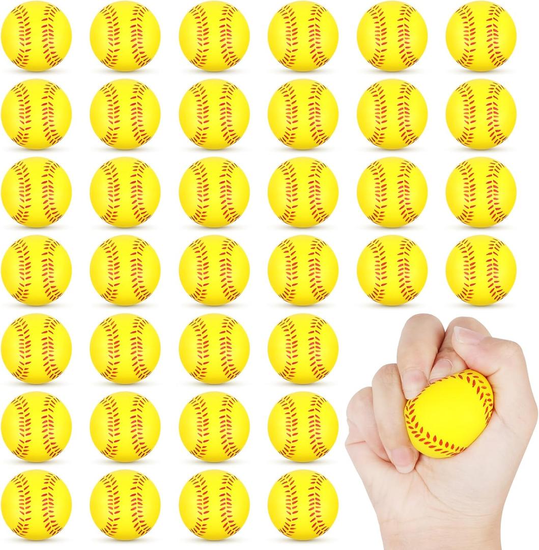 Mini Foam Softball Stress Ball 25 Pack Softball Party Favors Small Soft Sports Ball Stress Relief Toy for Kids Adults Softball Party Bag Gift Fillers Goodie Bag Stuffers School Classroom Prize
