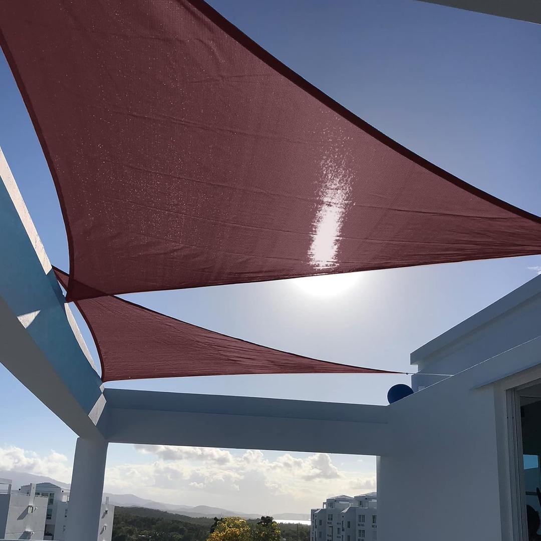 SUNNY GUARD Sun Shade Sail 12' X 12' X 17' Triangle Brown UV Block Sunshade for Backyard Yard Deck Patio Garden Outdoor Activities and Facility(We Make Custom Size)