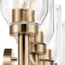 Kichler Madden 4-Light Bathroom Vanity Light Fixture with Clear Glass Shades in Champagne Bronze, Modern Wall Mount for Single or Double Vanity Over Mirror (10.5" x 34"), 55186CPZ