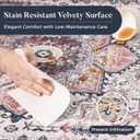 PURRUGS Vintage Farmhouse Boho Throw Rug 2x3 ft, Non-Slip Machine Washable Rug, Accent Oriental Area Rug for Entryway, Kitchen, Bedroom, Living Room and Dining Room, Coral Red/Marine Blue