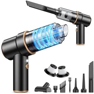 KMM Handheld Car Vacuum Cleaner, 11000PA Vacuum Cleaner & Air Duster, 120W High Power Vacuum Portable Cordless, Hand Held Vacuum Rechargeable with Multi-Nozzles & LED Light for Home, Car, Office The Box is Well