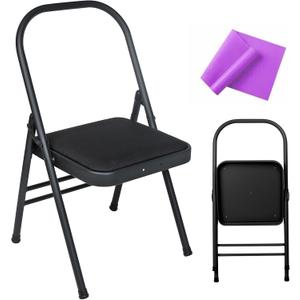 INNOLIFE Foldable Backless Yoga Chair with Resistance Band for Abs & Core, Flexibility and Strength Training and Back Pain Relieving