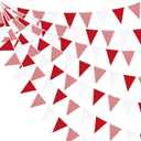 32Ft Red Party Decorations Red Plaid Checkered White Triangle Flag Gingham Pennant Bunting Fabric Garland for Christmas Wedding Birthday Carnival Picnic X-mas Outdoor Home Party Festivals Decoration