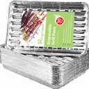 30-Pack Disposable Grill Toppers, Aluminum Foil Grill Pans with Holes, Grill Accessories for Barbecue, Outdoor Cooking and Camping (13.4"Lx9"Wx0.98"H Rectangular)