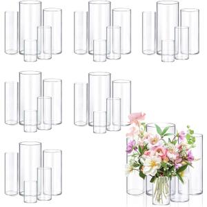 30pcs Glass Vase Cylinder Vases for Centerpieces Small Flower Glass Vases Home Decor Centerpiece Table Clear Flower Vase Decorations for WeddingHoliday 4,6,7.5,8,10 Inch Tall