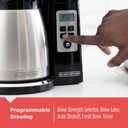 BLACK+DECKER 12 Cup Thermal Programmable Coffee Maker with Brew Strength and VORTEX Technology, Black/Steel, CM2046S