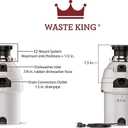 Waste King Garbage Disposal for Kitchen Sink with Power Cord, Food Waste Disposer, L-8000