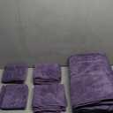 8 Piece Bath Towel Set-2 Oversized Bath Sheets(35"x70"),2 Hand Towels,4 Washcloths-Extra Large Microfiber Towel Sets, Less Lint Highly Absorbent & Quick Dry Bath Towels for Bathroom Gym Pool, Purple (Geometric Dark Purple)