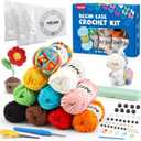 HEJIN 10x50g Yarn Gift Set for Crocheting and Knitting; Cotton Yarn with Crochet Tools for Crocheting; Yarn for Beginners Crochet Kit Making; Great for Christmas, Birthdays for Crochet Lovers