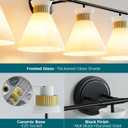 Bathroom Vanity Light Fixtures: 4-Light Mid Century Modern Vanity Lights for Bathroom Over Mirror, Black and Gold Wall Sconce Lighting with Frosted Milky Glass for Bath Bedroom