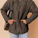 Dokotoo Womens Quilted Lightweight Jackets Button Down Puffer Jacket Coats Padded Outwear with Pockets (Brown, L)