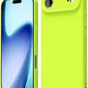 oakxco for iPhone 17 Air Phone Case Liquid Silicone, Cute Thin Slim Grip Soft Rubber Gel for Women Men, Smooth Matte TPU Plain Solid Bright Color Girly Simple Case with Camera Cover, Neon Green Lime