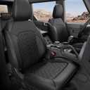 FREESOO Custom Fit Seat Covers for Ford Bronco 4 Door 2021-2026, Faux Leather, Durable, Breathable, 4‑Layer Waterproof, F/R Headrest, Airbag Deployment Compatible - Black, Full Set W/O Rear Armrest
