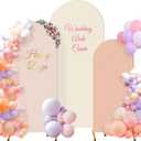 Buryeah Set of 3 Wedding Arch Covers Stretchy Backdrop 6ft, 5ft, 4ft Spandex Fitted 2 Sided Arch Cover Stretchy for Party Decor, No Frame(Cream, Pink, Nude)