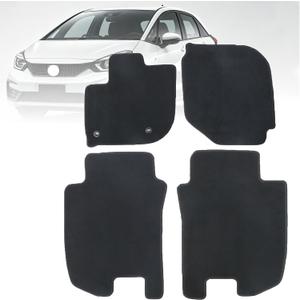 GXARTS Car Floor Mats Carpet Compatible with Honda Fit 2015-2020 | All-Weather Anti-Slip Velour Full Set Front & Rear Row Floor Liners, Black