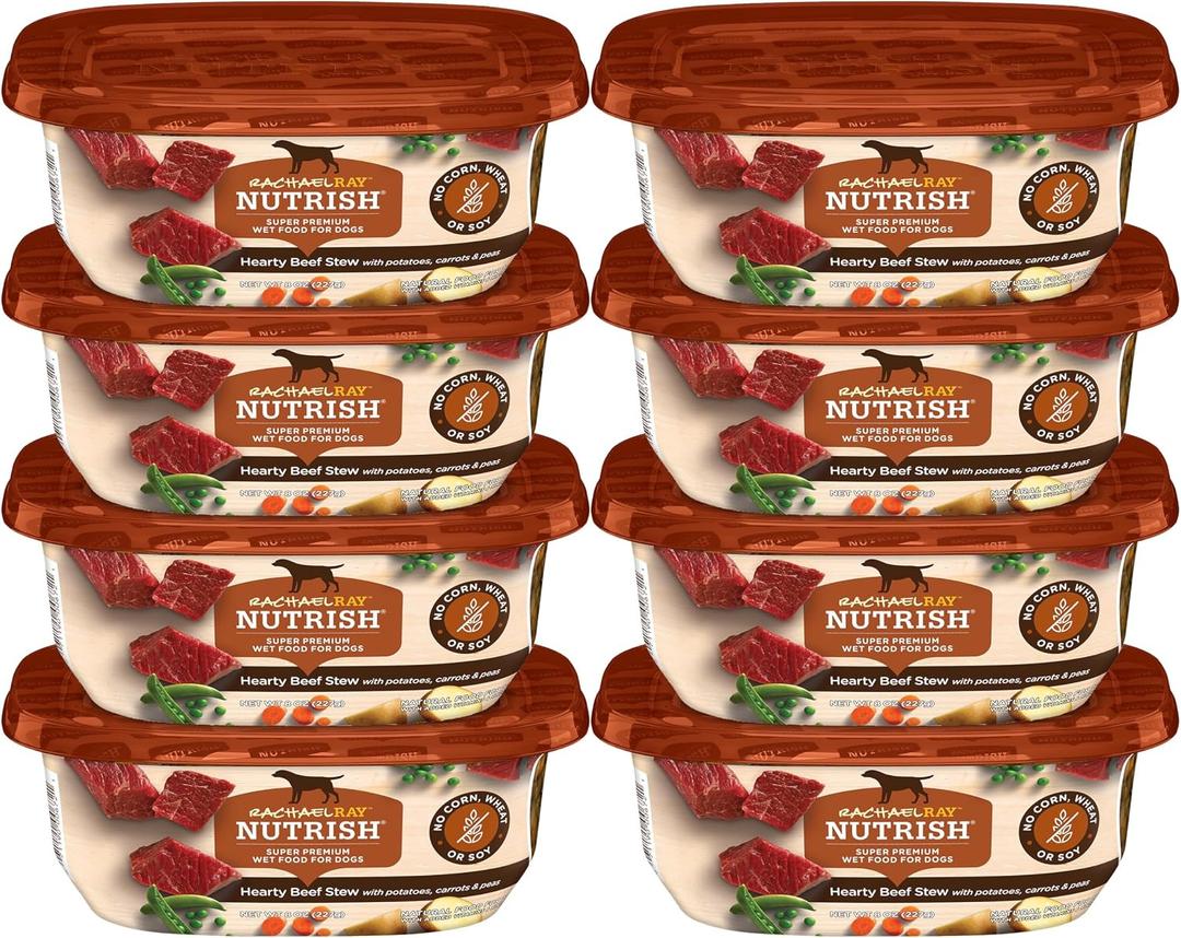 Nutrish Rachael Ray Wet Dog Food Hearty Beef Stew, 8 oz. Tub, 8 Count (EXP 03/08/27)
