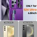 Vizvera for Samsung Galaxy S24 Ultra Case Wallet, RFID Cards Holder & Camera Cover & Kickstand for Women Men, Full Body Rugged Shockproof Silicone Case for S24 Ultra 6.8" 2024 Only-Purple