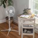 COMFORT ZONE Electric Oscillating Pedestal Fan, Stand Fan, 16 inch, 3 Speed, 90 Degree Oscillating Head, Adjustable Height and Tilt, Airflow 7.48 ft/sec, Ideal for Home, Bedroom & Office, CZST161BTE, 16" with Manual Control