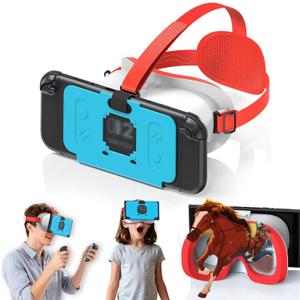 Upgraded VR Headset for Switch 2 (2025), Switch 2 VR Virtual Boy Glasses with Adjustable HD Lenses and Comfortable Head Straps with Widen Padded, Labo VR Kit 3D Goggles for Switch 2 Accessories, White & Blue
