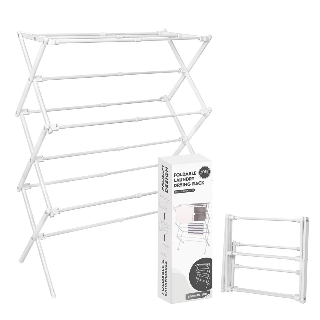 Enhanced Clothes Drying Rack | Foldable Drying Rack Clothing for Laundry | Small Collapsible Portable Dryers for Laundry | Use for Indoor & Outdoor | White 37.5"x29"x12"