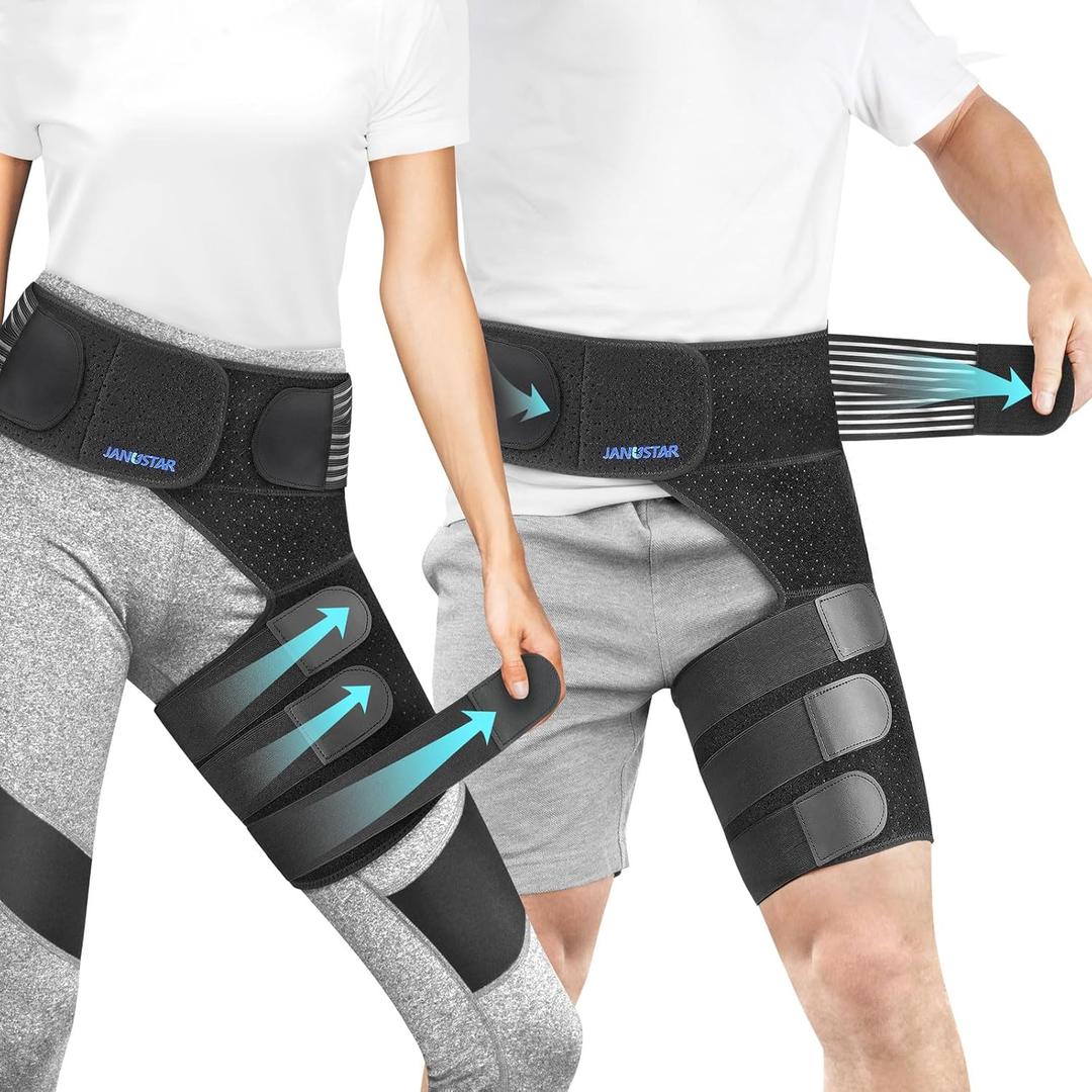 Sciatica Pain Relief Devices, Hip Brace for Women Men, Thigh, Groin, Hamstring Compression Sleeve for Sciatica, Hip Pain, Thigh Strain, Lower Back Injury, LEFT LEG, One Size