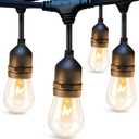 addlon 96FT(48FT*2) Outdoor String Lights Commercial Grade Weatherproof Strand, 36 Edison Vintage Bulbs, 30 Hanging Sockets 6 Spare Bulbs ETL Listed Decorative Christmas Lights for Patio Garden Black