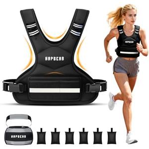 HAPBEAR Adjustable Weighted Vest for Men and Women, 4-10 lbs with 6 Ironsand Weights and Large Pocket Includes kettlebell pouch for Workout, Strength Training, Running, Walking, Weight Loss