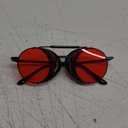 FEISEDY Steam Punk Sunglasses for Men Women Side Shield Round Steampunk Vintage Glasses Shades B2518 (04 Red)