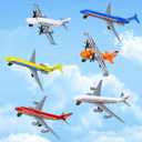 Toy Airplane 6 Pack, Diecast Airplane Toy for Boys Age 3 4-7 8-12, Alloy Planes Model/Glider Planes/Airlines Plane Toys for Kids Birthday Airforce Party Favors