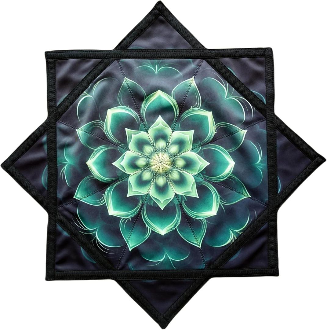 Flow Star Blacklight (UV Reactive) Beginners Spinning Cloth to Sided Print Flow Toy Fingertip Rotating Dapo Star Green (R05-style5)