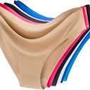 COSOMALL 6 Pack Women's Invisible Seamless Bikini Underwear Half Back Coverage Panties (Medium)