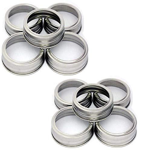 Mason Jar Replacement Rings or Tops Durable & Rustproof Tinplate Metal Bands/Rings for Mason Jar, Jar, Canning Jars,Storage (Set of 10 wide mouth)