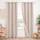 BGment 100% Blackout Curtains for Bedroom 84 Inch Long - Burlap Color Linen Textured Boho Thermal Insulated Sun Blocking Linen Look Window Drapes for Living Room/Farmhouse, 2 Panels, 52 x 84 Inch