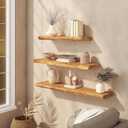 32" Live Edge Floating Shelves, Solid Elm Wood Shelf, Set of 2, 32"L, 2-Pack