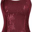 GRACE KARIN Sequin Tank Tops for Women Bustier Corset Top Sparkle Sexy Slim Camisole Sleeveless Party (Large, Wine Red)