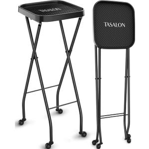 TASALON Folding Salon Rolling Tray Cart with Wheels Hair Stylist Cart, Portable Barber Tray, Tattoo Tray on Wheels, Small Rolling Tool Tray for Salon Stations, Esthetician & Beauty Salon Equipment