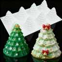 3D Christmas Tree Silicone Molds Large Christmas Molds Xmas Tree Pan Silicone Mold 8-Cavity Christmas Cake Mold for Mousse Cake Muffin Baking Jello Chocolate Ice Cube Soap Candle Lotion Bar Bath Bomb