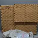 Greenstell Laundry Hamper with lid, No Install Needed, 110L Wicker Laundry Baskets Foldable 2 Removable Liner Bags, 2 Section Clothes Hamper Handwoven Rattan Laundry Basket with Handles, Natural