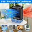 Portable Air Conditioner,Personal Mini Air Conditioners,Small Portable AC,3-Speed Desk AC Fan,Evaporative Air Cooler with Timer Function,7-Color Night light,Mist Modes for Bedroom,Office,Room(Black)