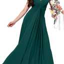 KOH KOH Womens 2025 Long Flowy Cap Sleeve Empire Waist Cocktail Maxi Dress Gown (Small, Emerald Green)