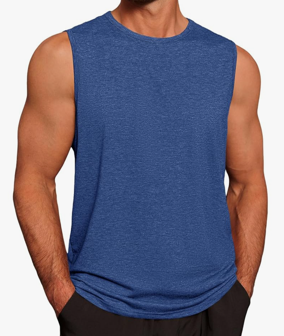Runcati Mens Workout Tank Tops Sleeveless Gym Muscle Athletic T Shirts Casual Summer Beach Tops, XL