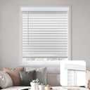 DEZ FURNISHINGS Cordless 2" Smooth Faux Wood Blind, 28.25" W x 72" H, Smooth White