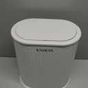 1.8 Gallons Small White Bathroom Can with Lid, Slim Bathroom Garbage Bin, Removable Liner  Dog Proof Can with Pop-Up Lid for Bedroom, Toilet