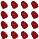 16PCS Cheerleading Pom Poms Metallic Foil Plastic Pom Poms with Baton Handle for Game Sports Squads Dancing Party Football Basketball Club Spirit Sports Stage Performance Celebration (Red)